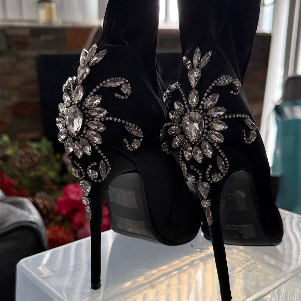 Stunning Black Embellished Women's Heels